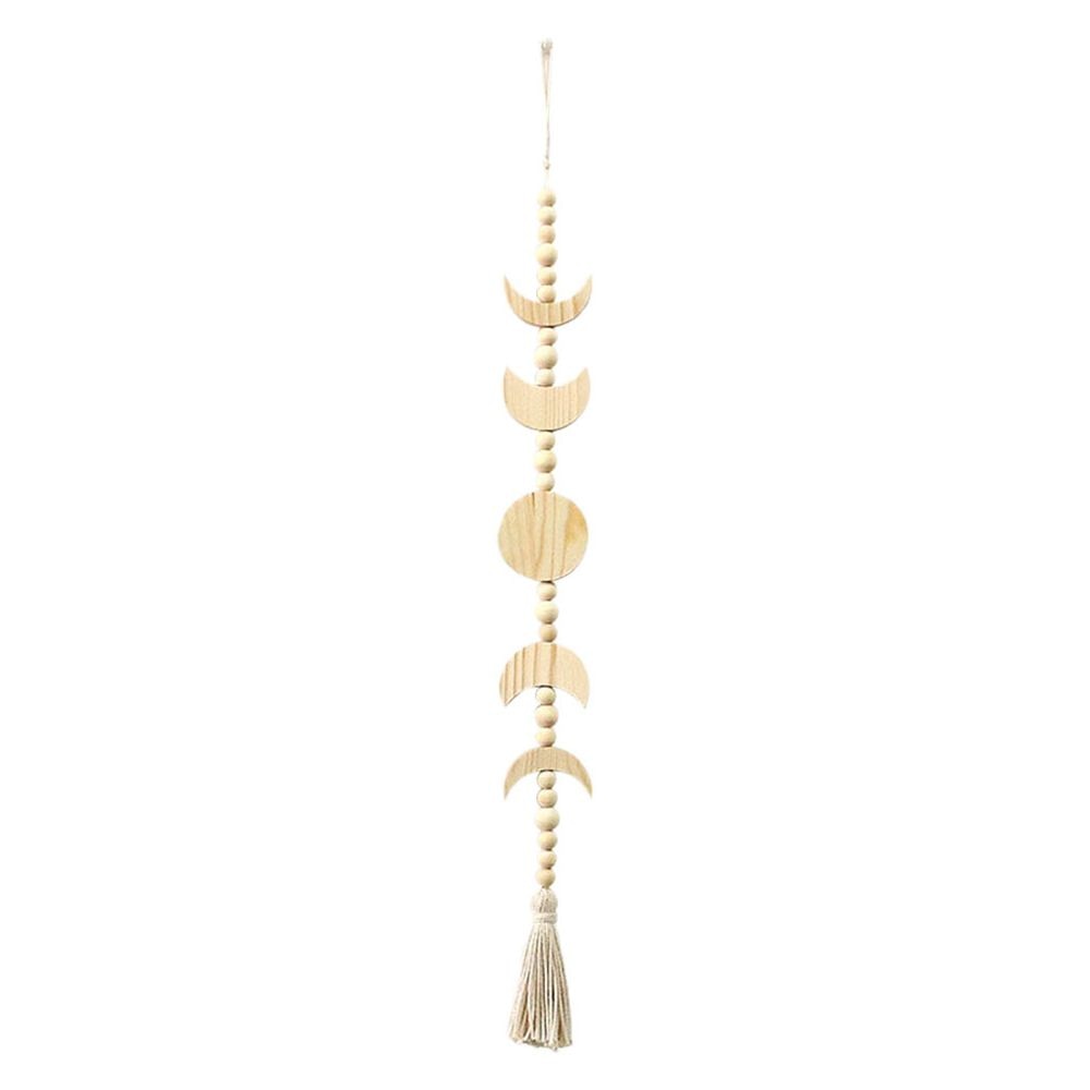 Wood Star Moon Phase Wall Hanging Boho Tassel