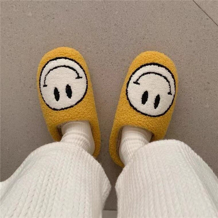 Smiley Face Plush Slippers