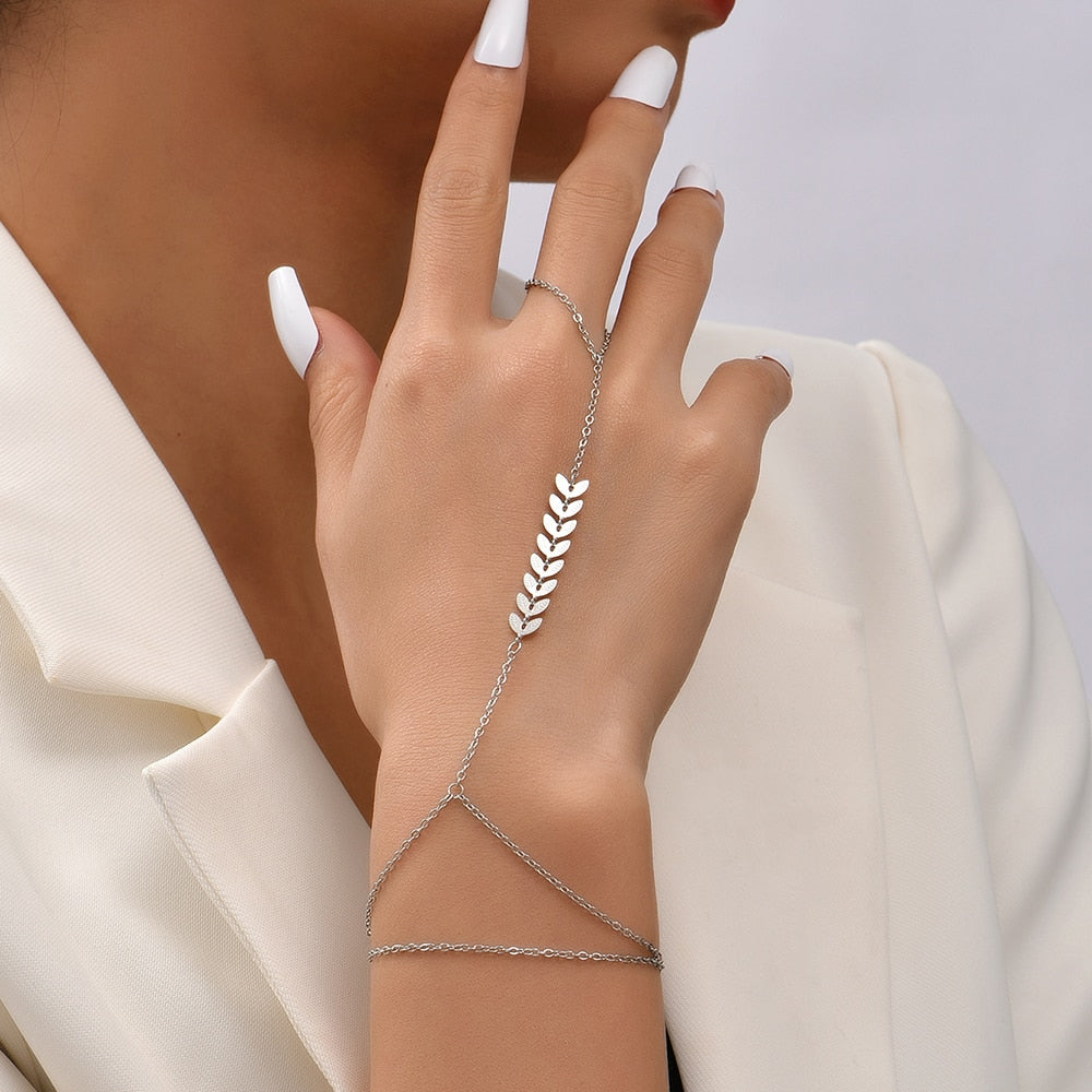 Gold Chain Bracelet Ring