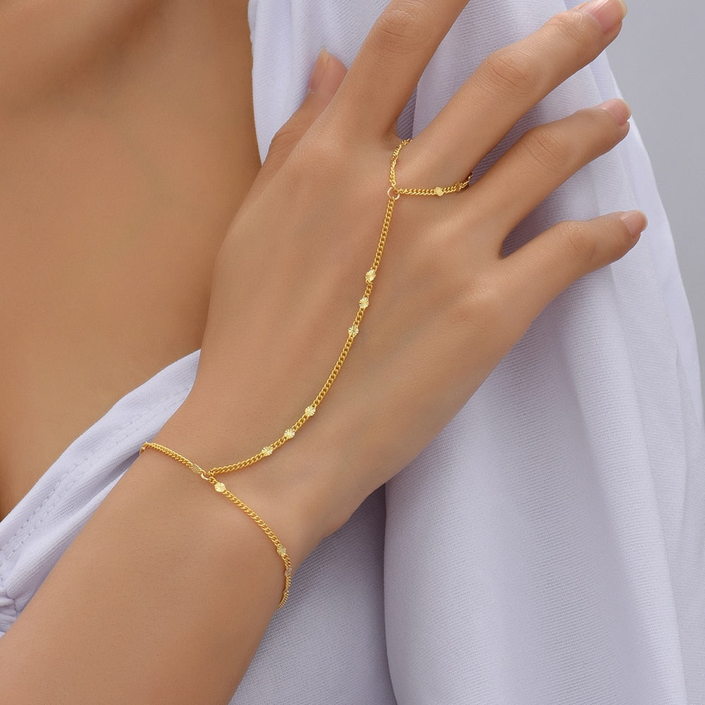 Pearl Chain Bracelet Ring