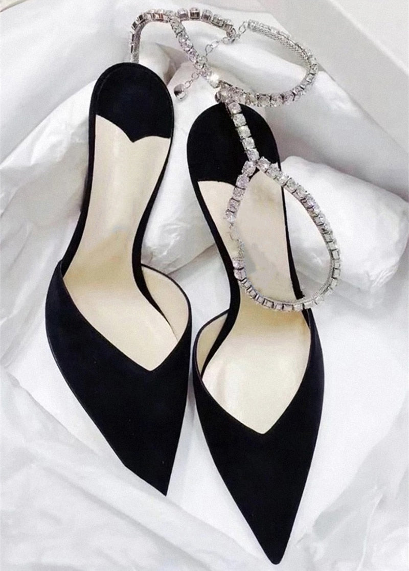 Rhinestones Chain Pumps Sandals High Heel