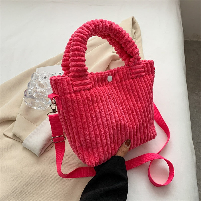 Bucket Shoulder Corduroy Bag