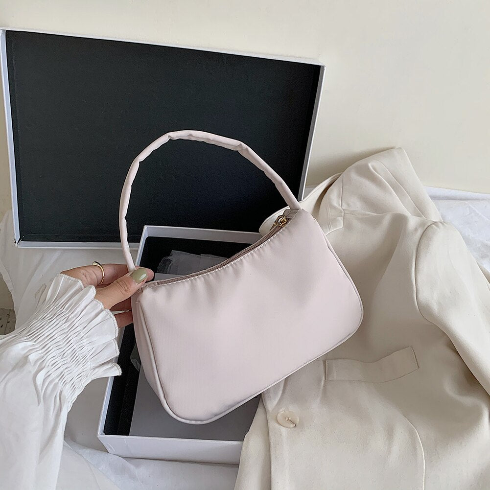 Nylon Solid Color Shoulder Bag