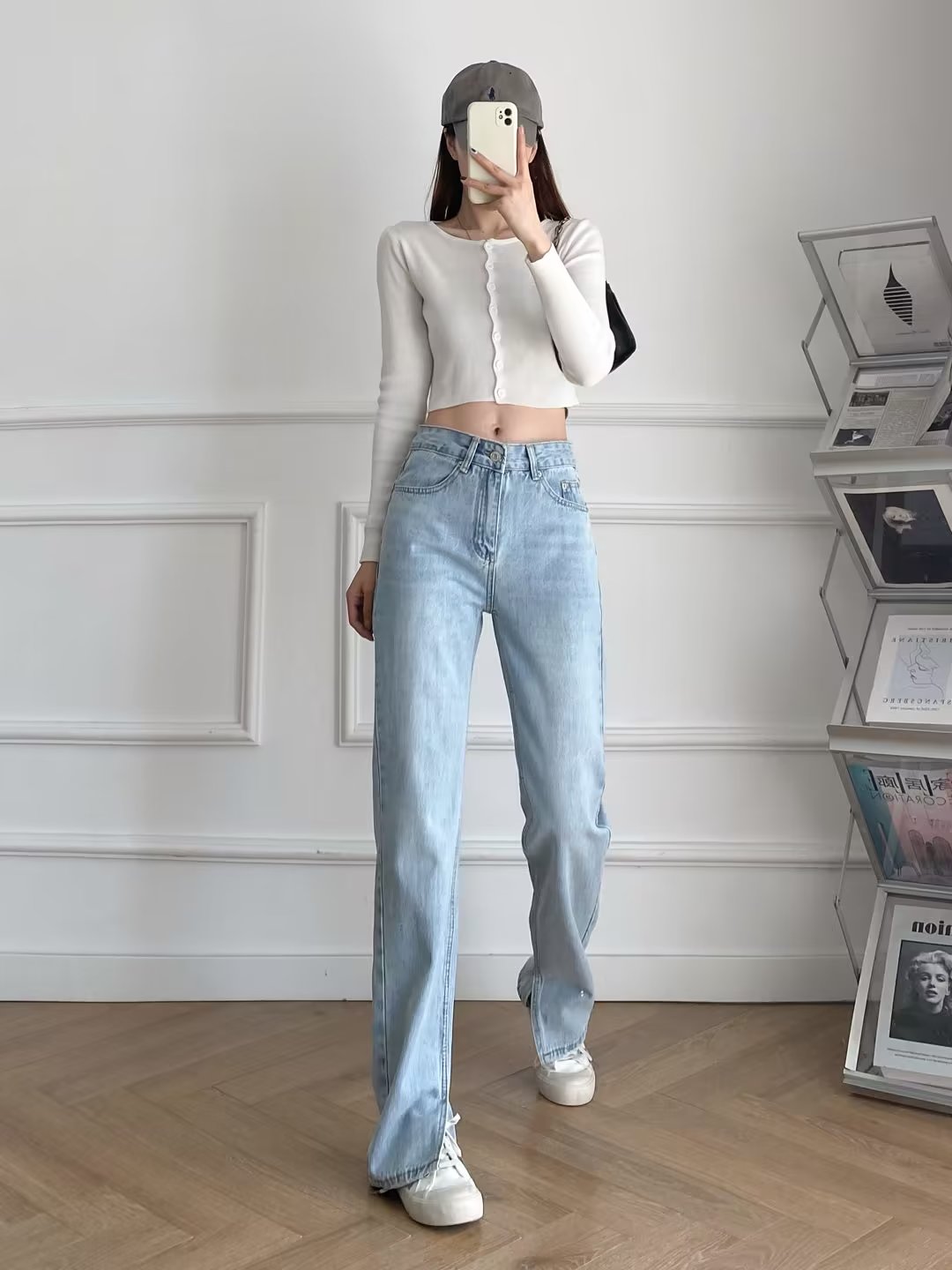 High-waisted Trousers  Slim Jeans