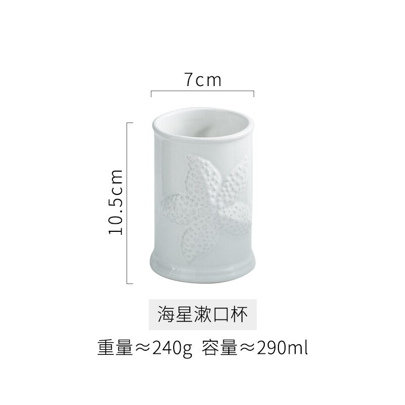 Ceramic Starfish Shell Bathroom Storage Set