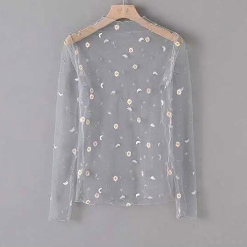 Turtleneck Daisy See Through T-shirt