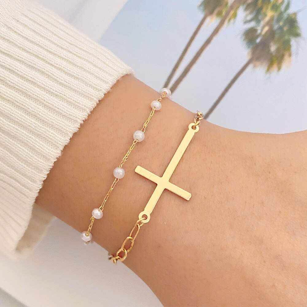 Gold Heart Pearl Smiley Bracelet