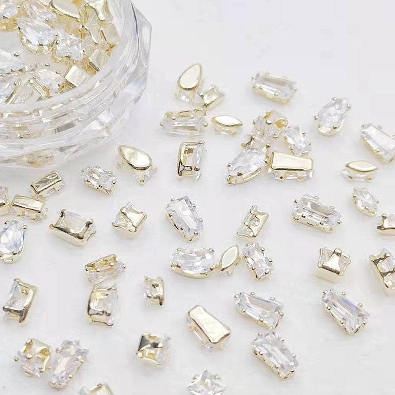 50Pcs Gold /Silver Sparkle Mini Flatback Diamonds