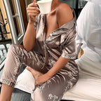 Satin Silk Floral Pajama Set