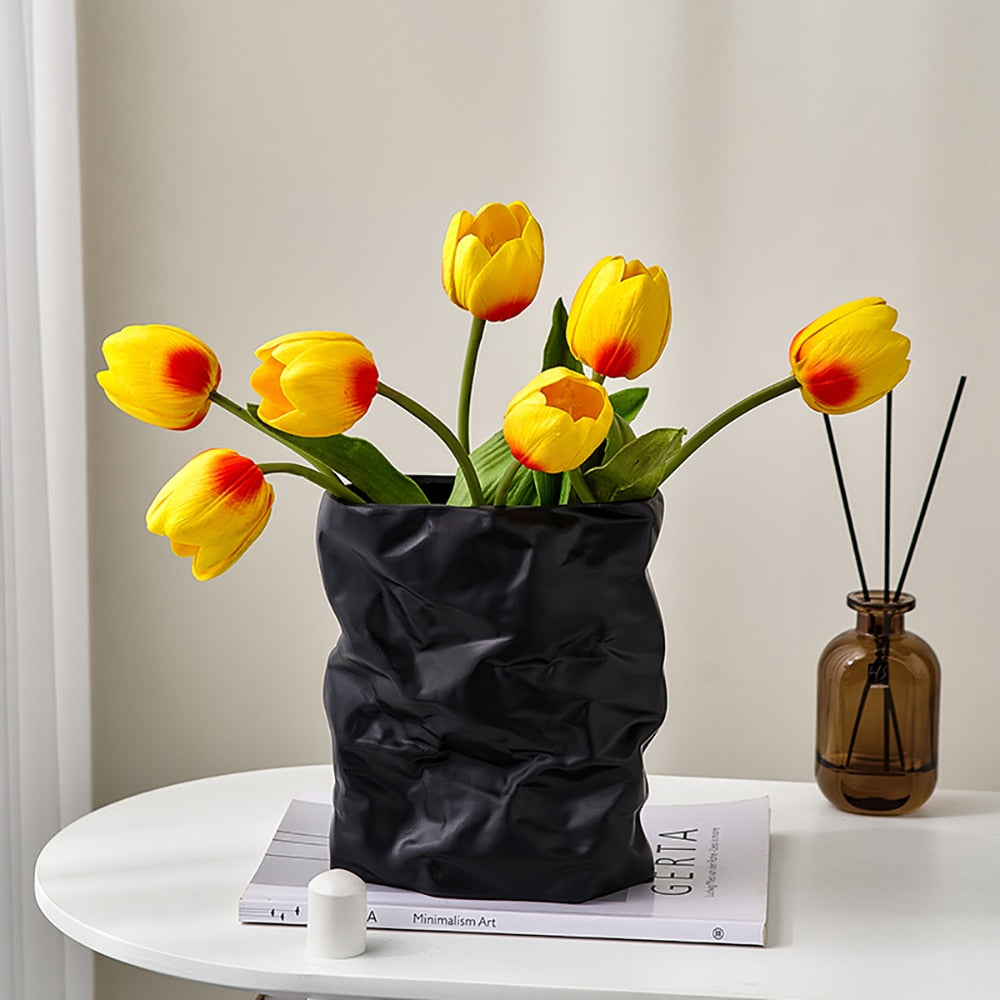 Nordic Pleated Ceramic Flower Pot