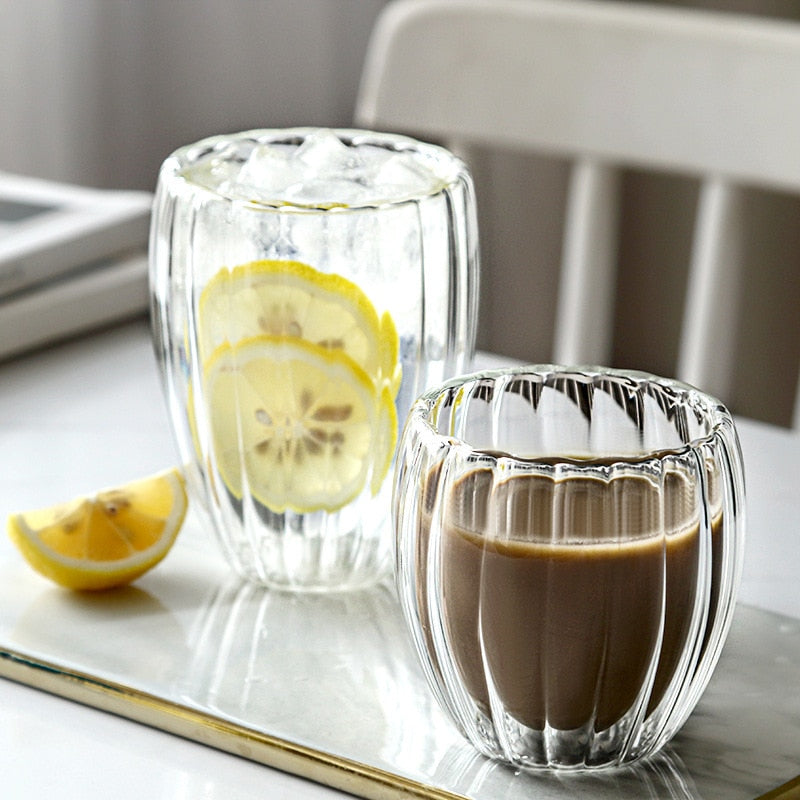 Stripe Double Wall Glass Mug