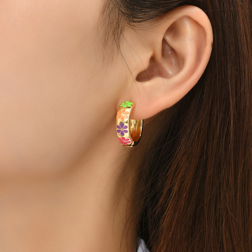 Flower Daisy  Hoop Earring