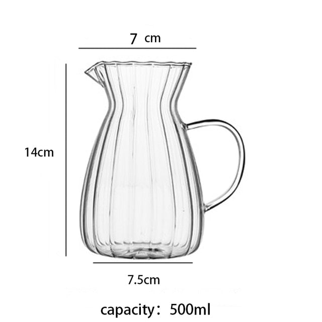 75-500ml Stripe Milk Jug Heat-resistantn Glass Cup