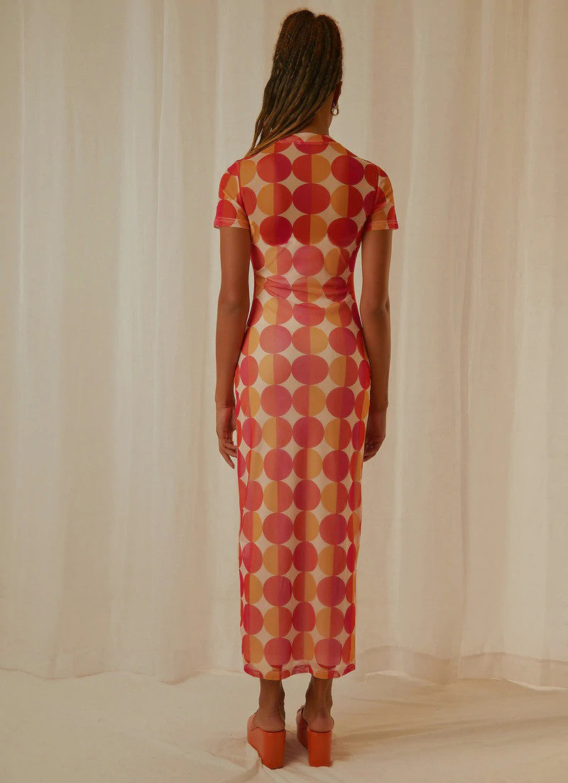 Orange Graphic Print Maxi Dress
