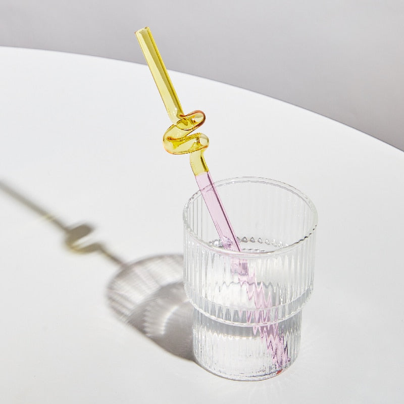 Floriddle Glass Twist Reusable Straws