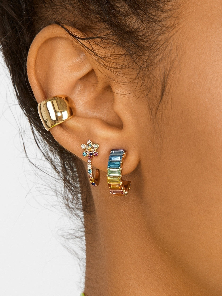 Pearl Ear Cuff Rhinestone Earrings