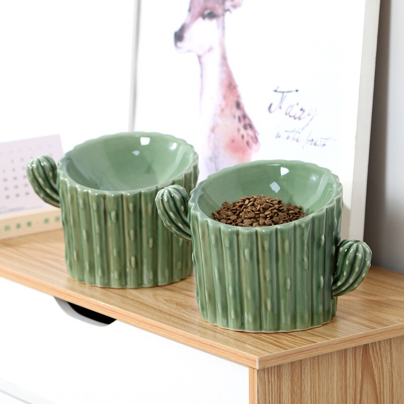 Cactus Ceramic Pet Food Bowl