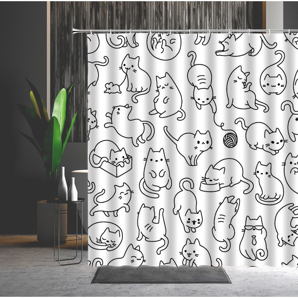 Cute Cat Shower Curtain