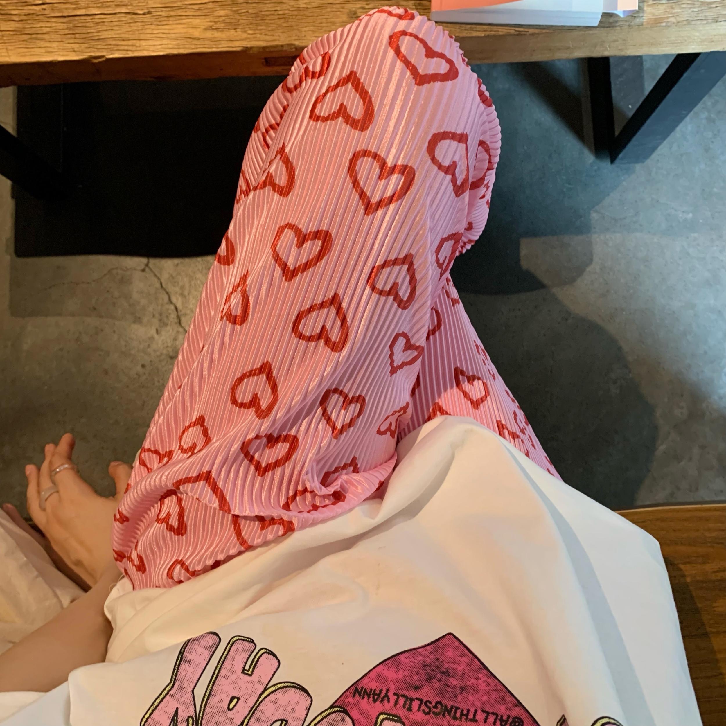 Pink Hearts Wide Leg Trousers Pants