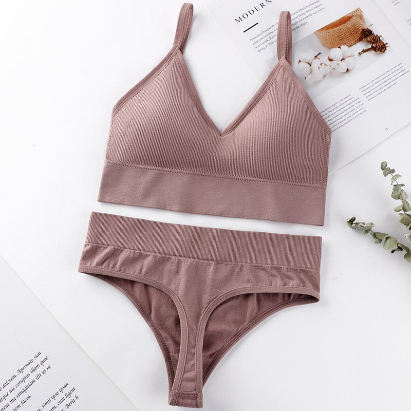 French Backless Push Up Underwear Set