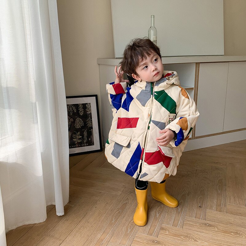 Geometric Pattern CottonJacket Coat