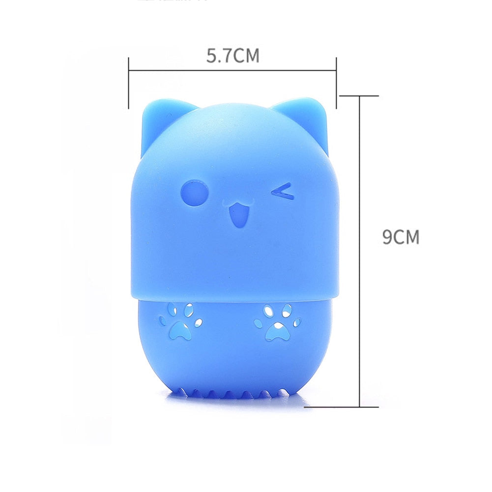 Portable Kitten Silicone Powder Puff Blender Holder