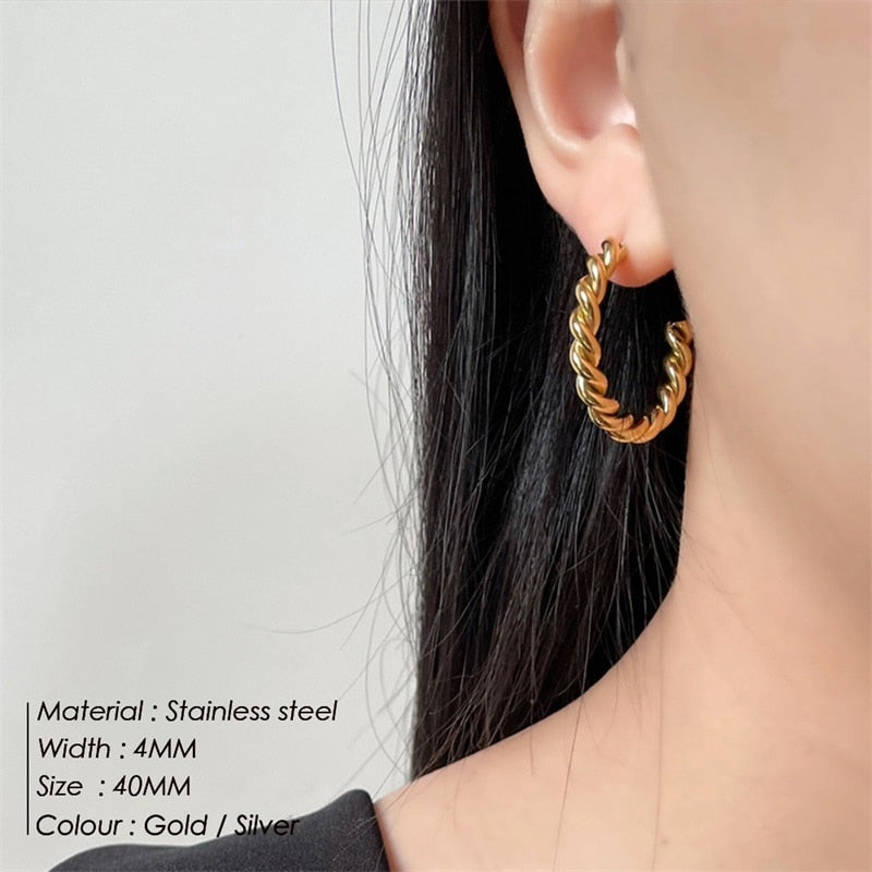 Spiral Twist Hoop Earrings