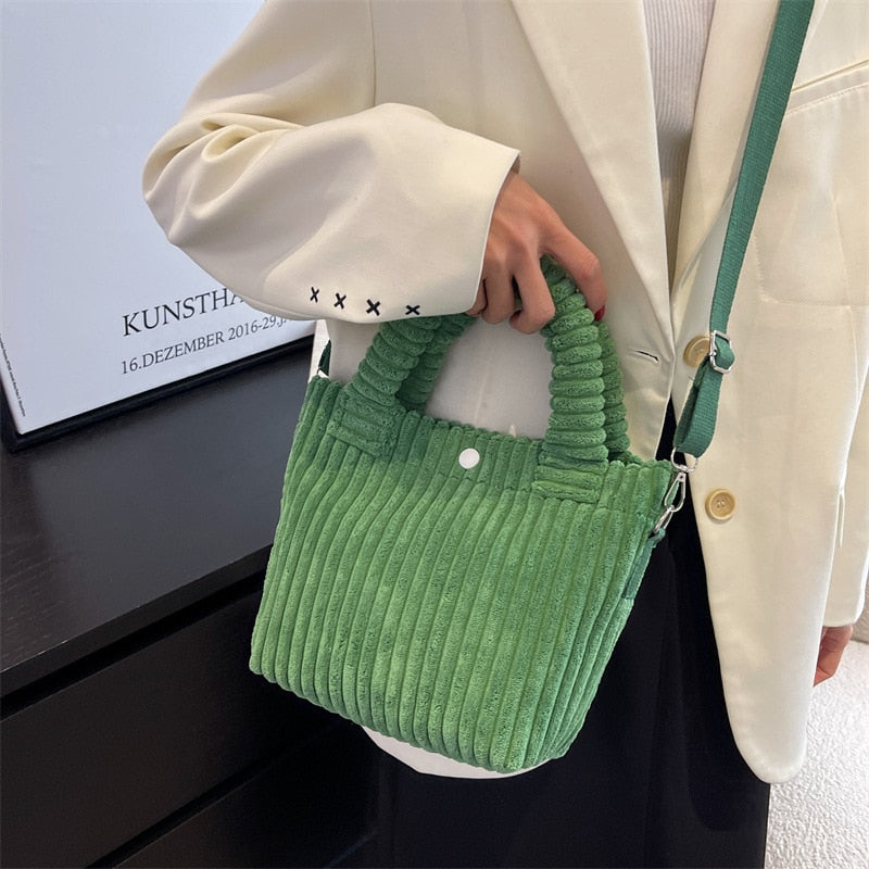 Bucket Shoulder Corduroy Bag