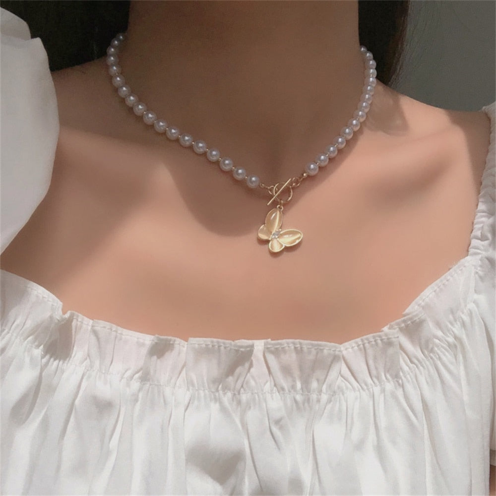 Pearl Chain Choker Necklace