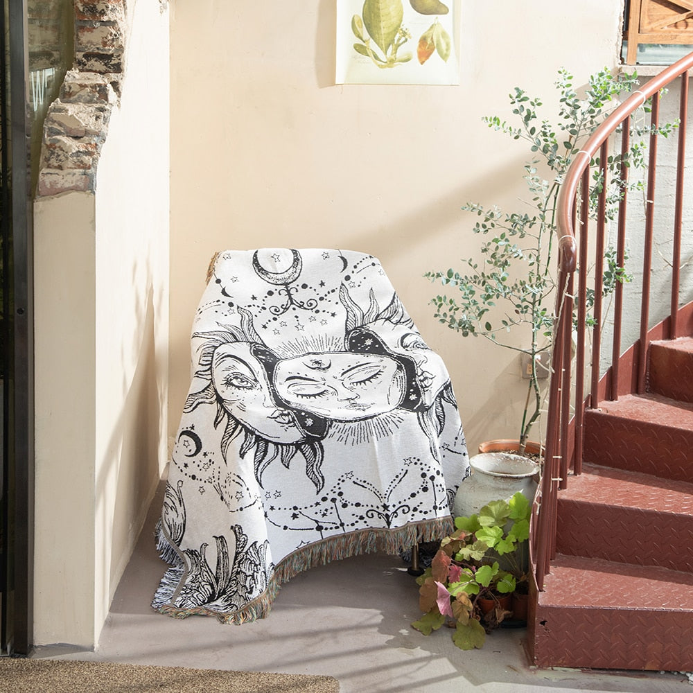 Sun Boho Throw Blankets