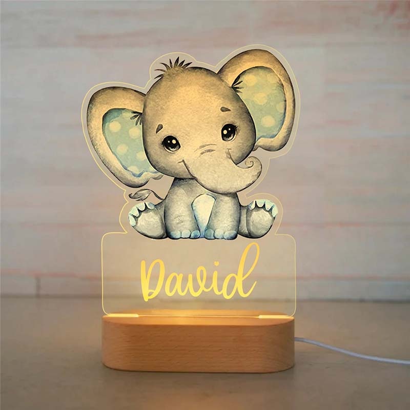 Personalized Baby Elephant Lion LED Night Light Lamp