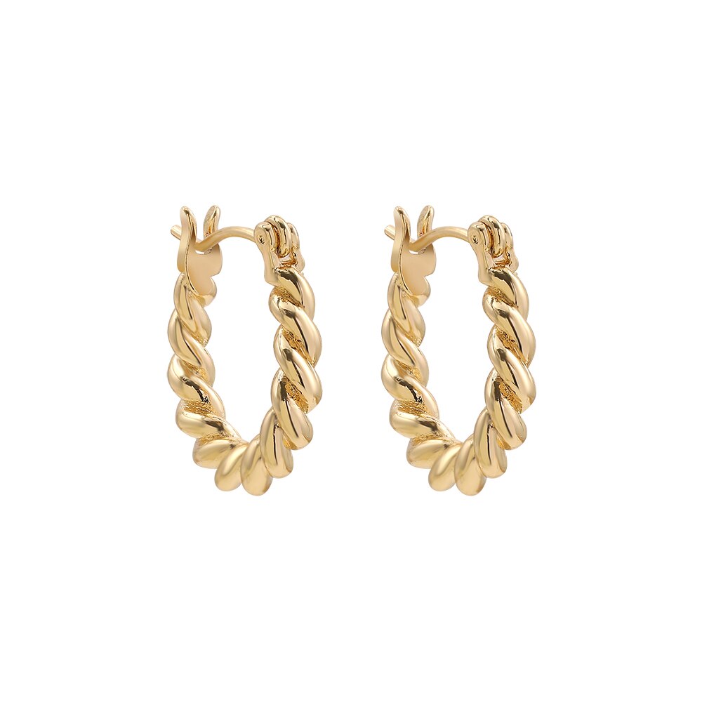 Gold Link Chain Hoops Earrings