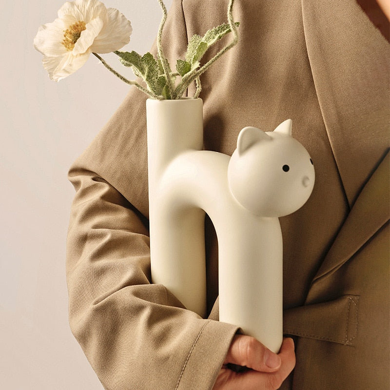 Cartoon Cat Ceramic Vase