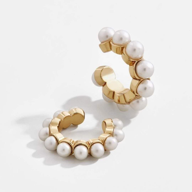 Pearl Ear Cuff Rhinestone Earrings