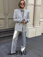 Metallic High Waist Leather Pants