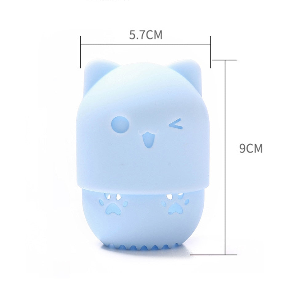 Portable Kitten Silicone Powder Puff Blender Holder
