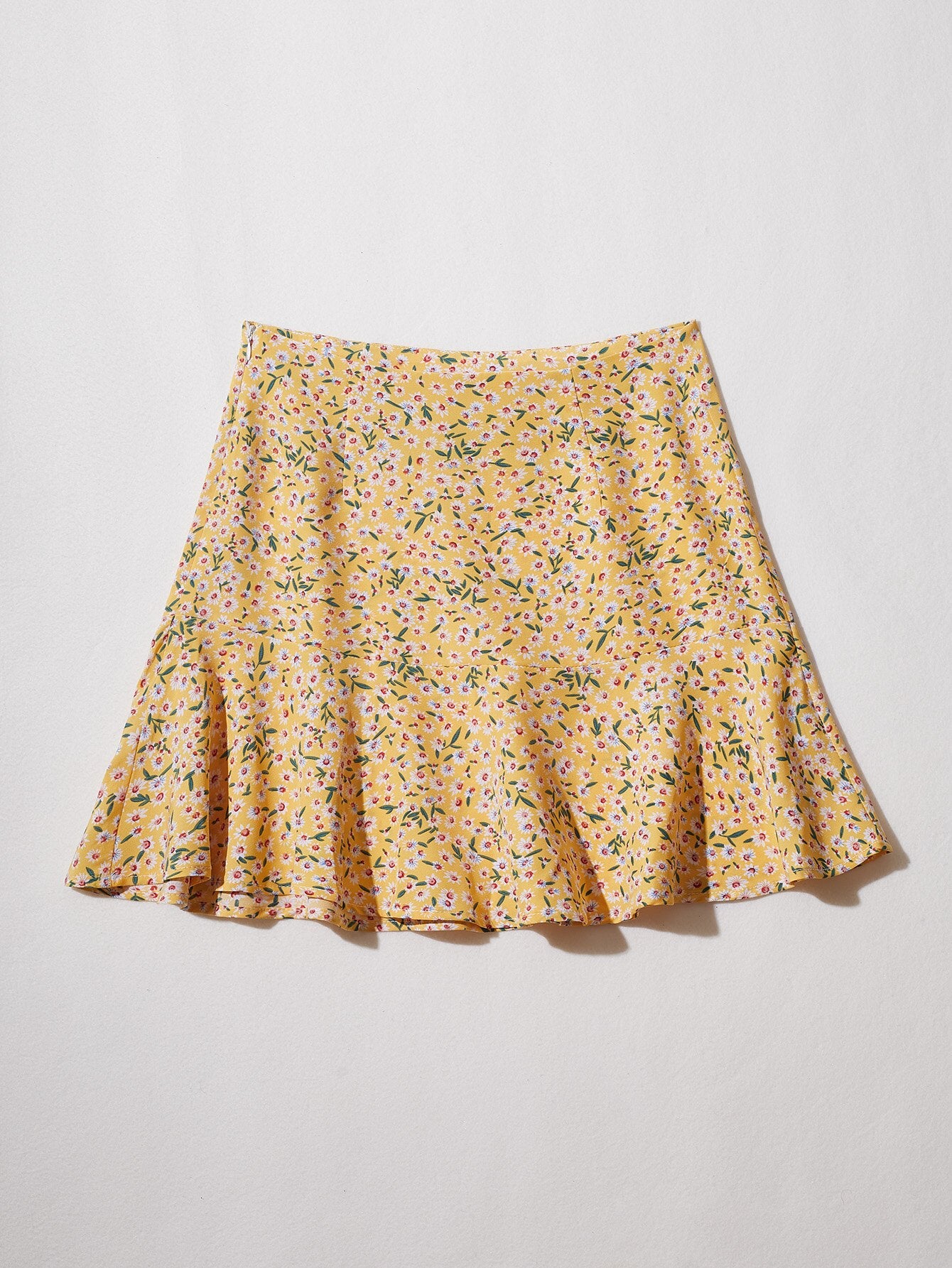 Boho Floral Print Ruffle Mini Skirt