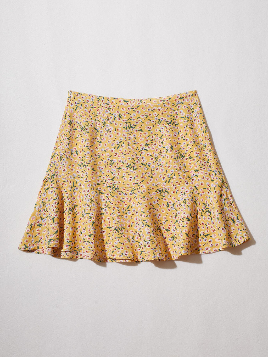Boho Floral Print Ruffle Mini Skirt