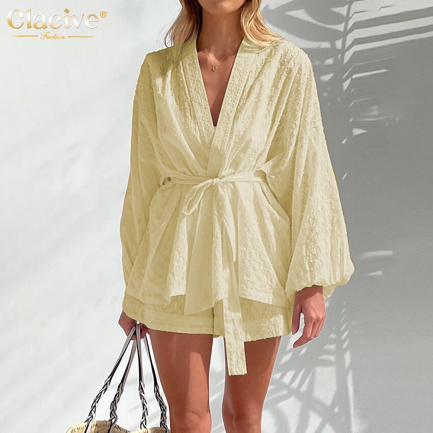 Long Sleeve Robes Top Two Piece Sets