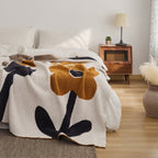 Floral Knitted Throw Blanket