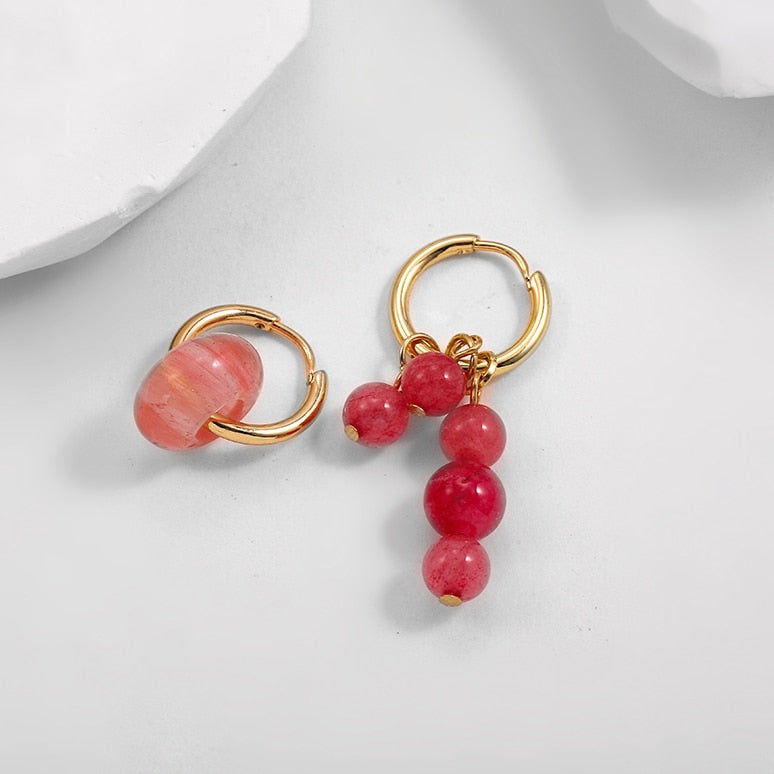Natural Stone Hoop Earrings