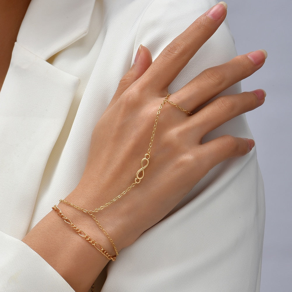 Pearl Chain Bracelet Ring