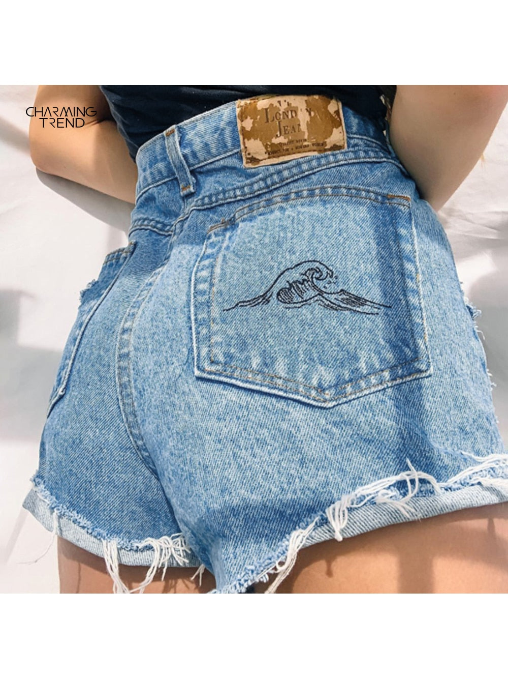 Slim High Waist Jeans Shorts