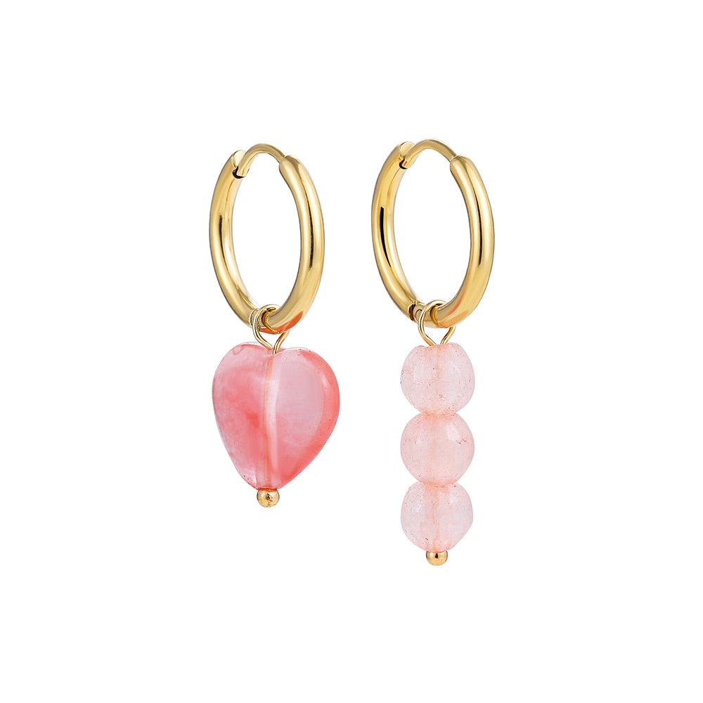 Natural Stone Hoop Earrings