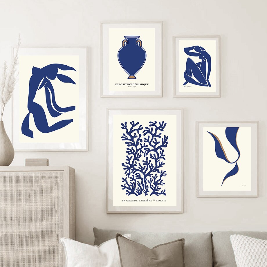 Blue Retro Matisse Wall Art