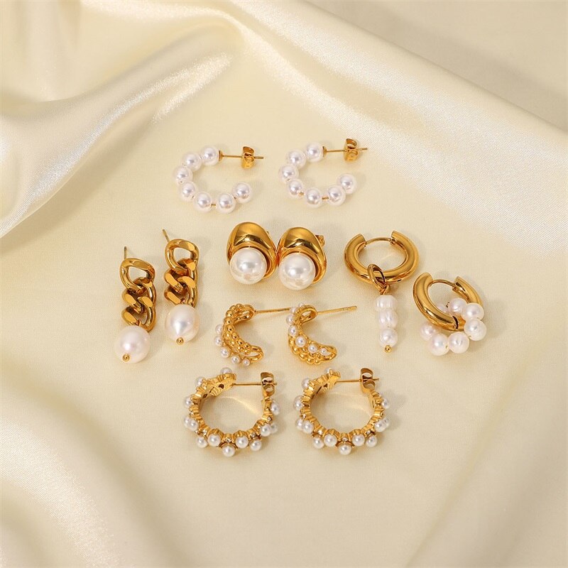 Pearl Stainless Steel Earrings