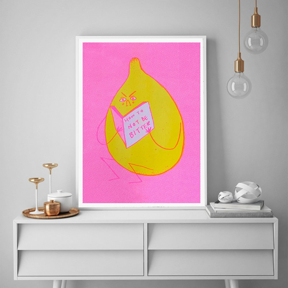 How To Not Be Bitter Cute Fruit Lemon Wall Art