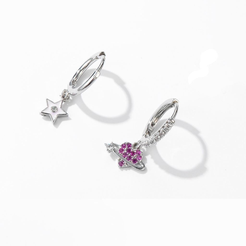 Star Heart Rhinestone Earring