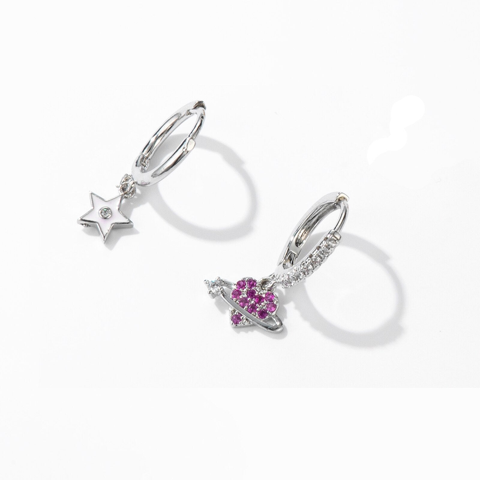 Star Heart Rhinestone Earring