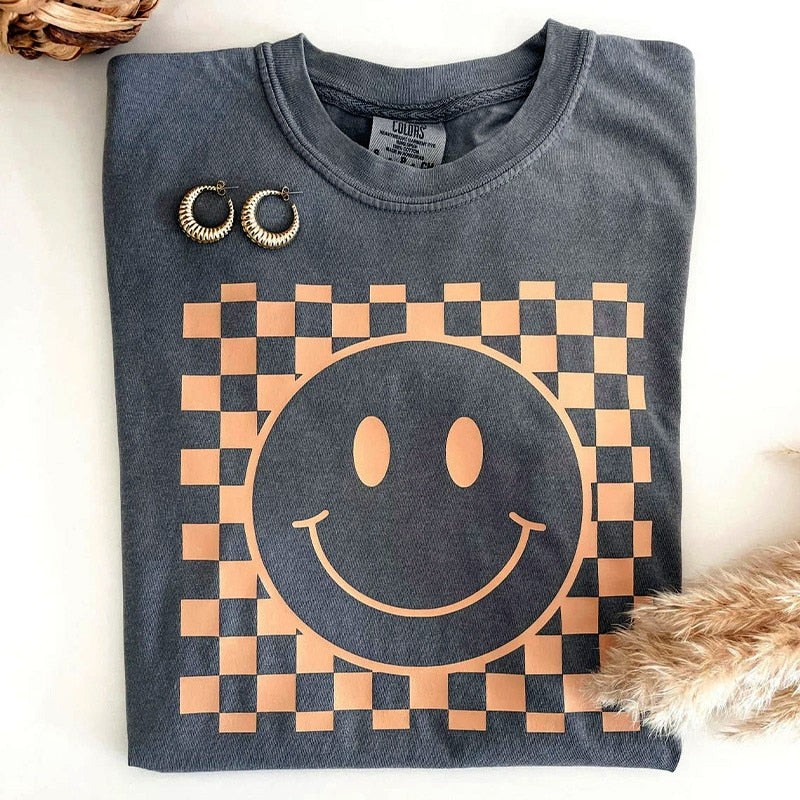 Cotton Smile Face Printing T-Shirt